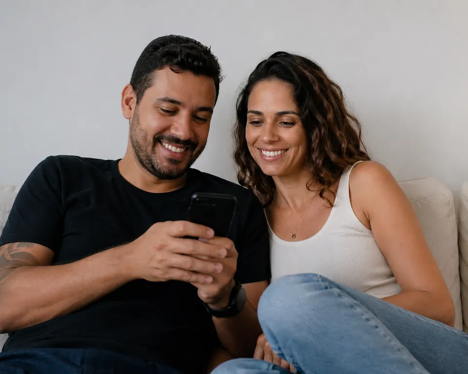 Pessoa feliz ao economizar dinheiro