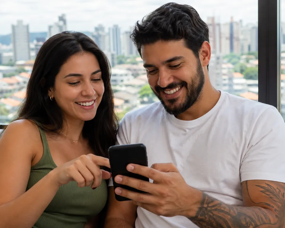 Pessoa simulando crédito no celular